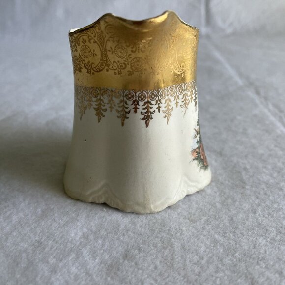 WS George Radisson Creamer Courting Couple 22K Gold Trim USA HK China GEO12 FLAW - Picture 10 of 12